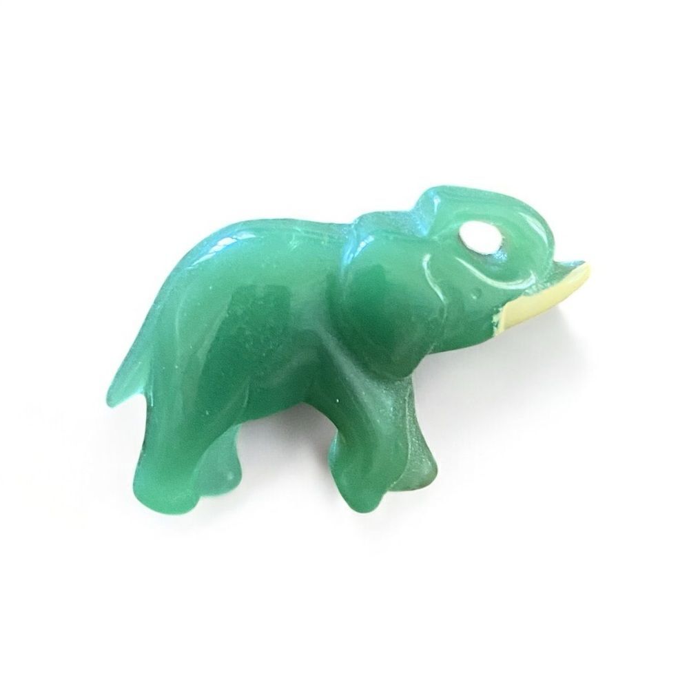 Vintage Avon Lucky Friends Green Elephant Pin Lucite Pin